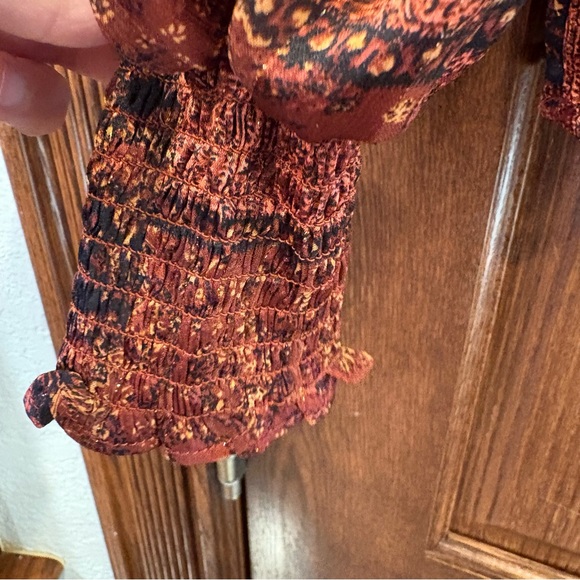 Haver London NWT $98 Metallic Gold Thread Paisley Patchwork Mock Neck Top S - Picture 7 of 13